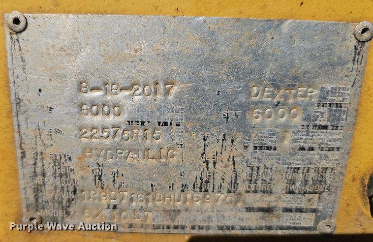 image for item EJ5730 2017 Regi 6/10DT dump trailer