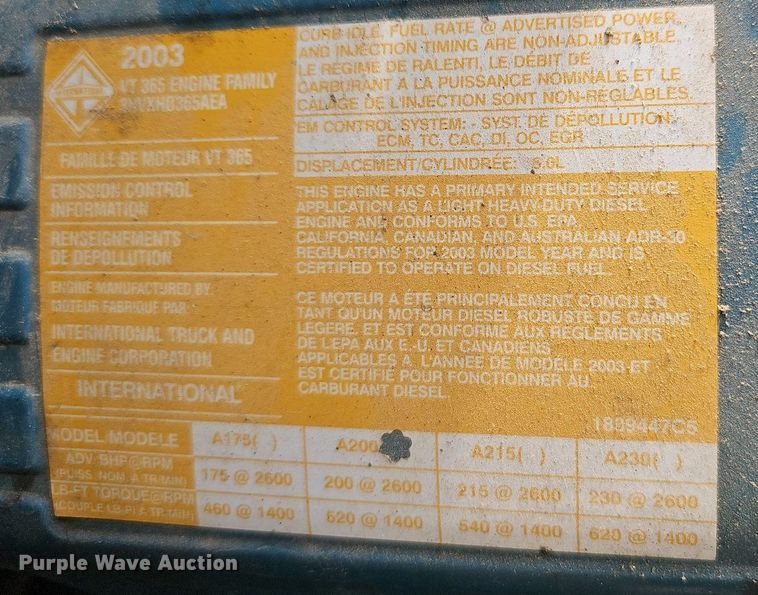 image for item EJ5792 2004 International 4200 dump truck