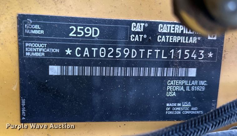 image for item EJ7115 2017 Caterpillar  259D tracked skid steer loader