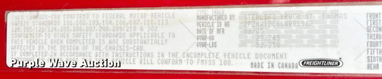 image for item EK3016 2006 Sterling L7500 crane truck