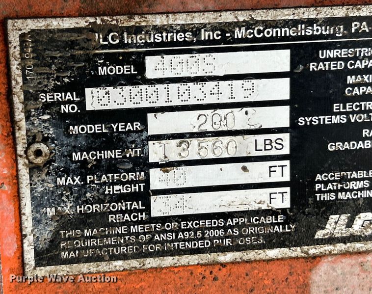 image for item EK3032 2003 JLG  400S boom lift
