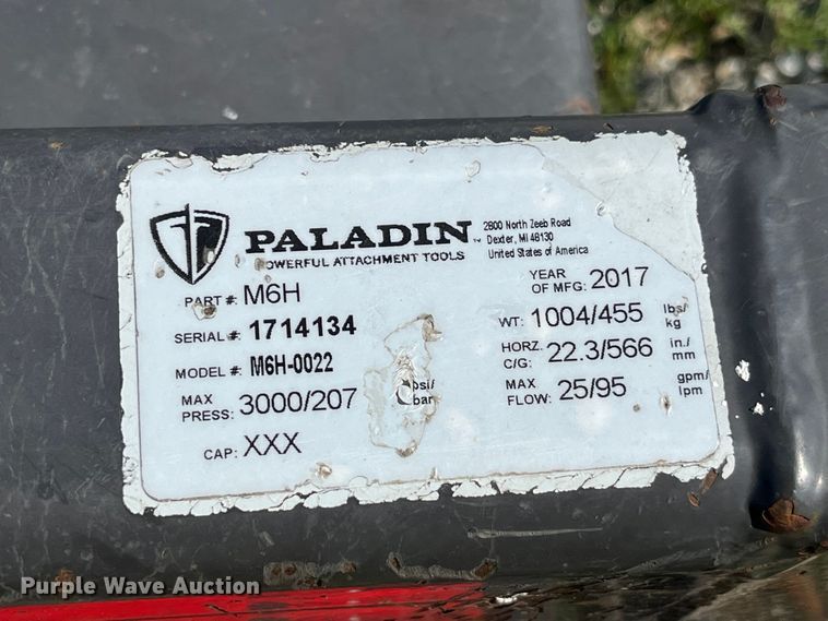 image for item EK8903 2017 Paladin  M6H-0022 skid steer power rake