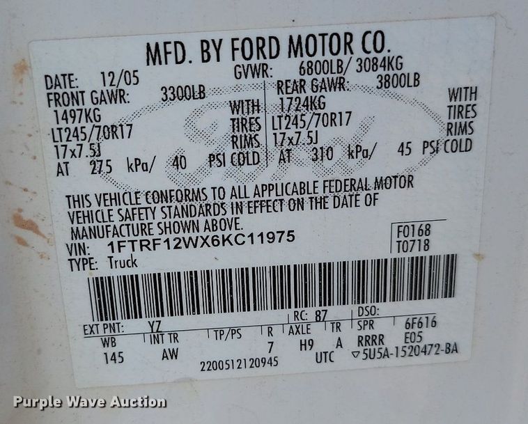 image for item KA9026 2006 Ford F150 pickup truck