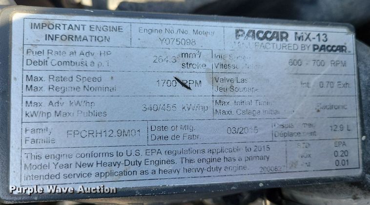 image for item KA9895 2016 Kenworth T880 dump truck