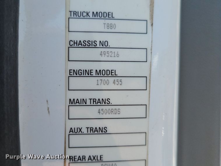 image for item KA9895 2016 Kenworth T880 dump truck