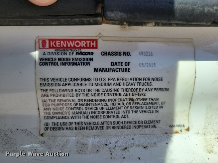 image for item KA9895 2016 Kenworth T880 dump truck