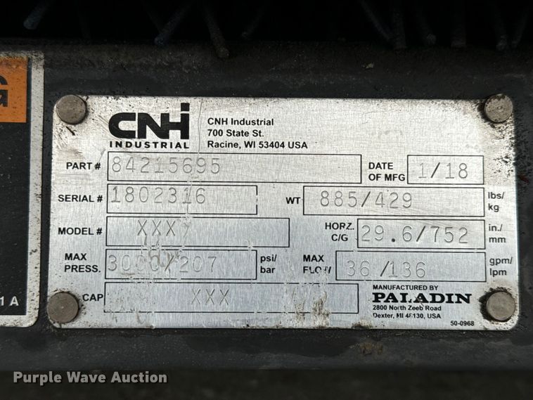 image for item LF9947 2018 CNH Industrial skid steer broom