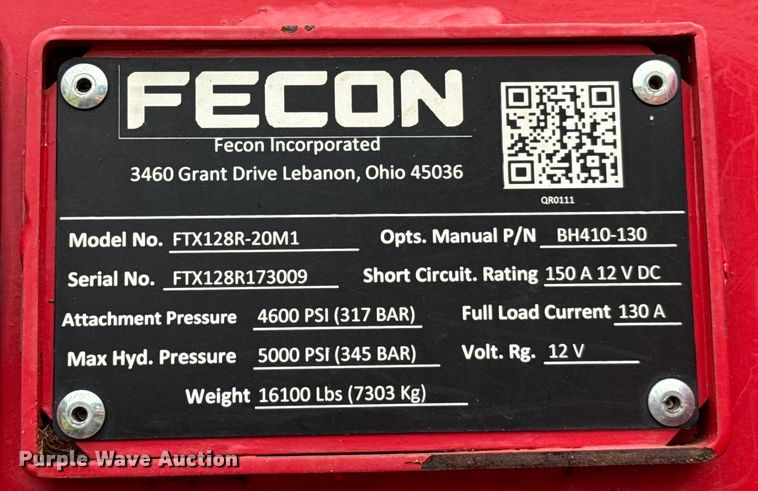 image for item NQ9712 2017 Fecon FTX 128R mulcher