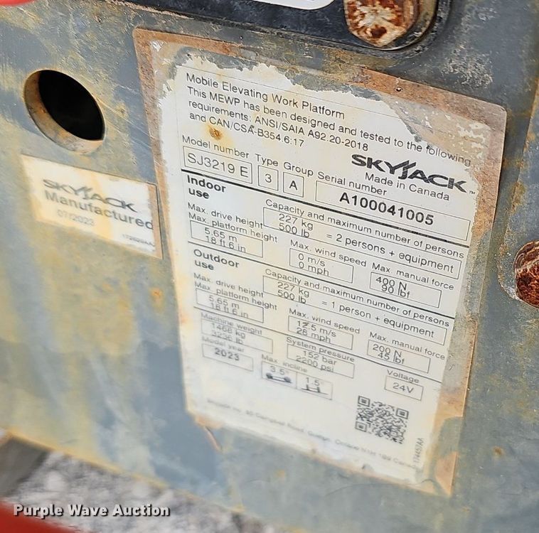 image for item NX9034 2023 Skyjack SJ3219E scissor lift