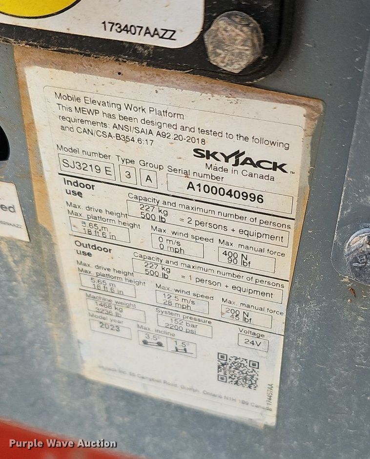 image for item NX9035 2023 Skyjack  SJ3219E scissor lift 