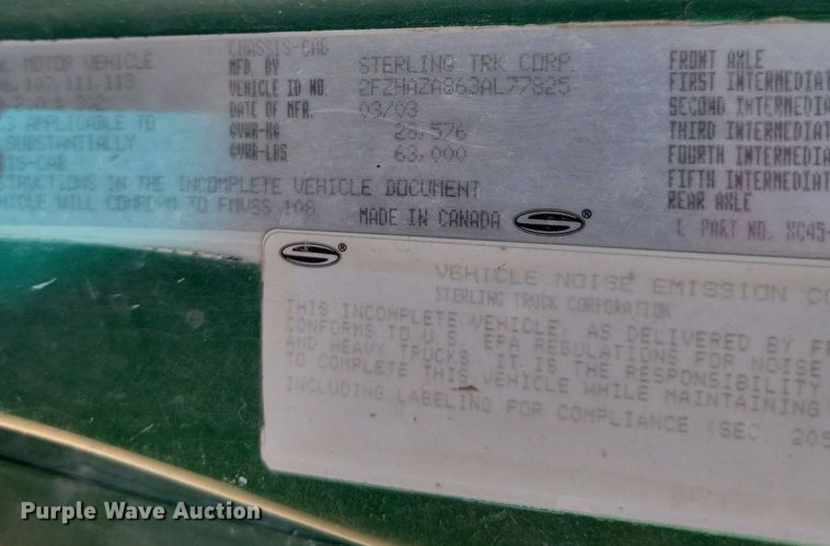 image for item OD9683 2003 Sterling  L9500 ready mix truck