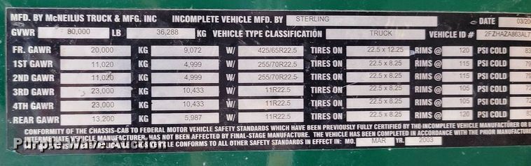 image for item OD9683 2003 Sterling  L9500 ready mix truck