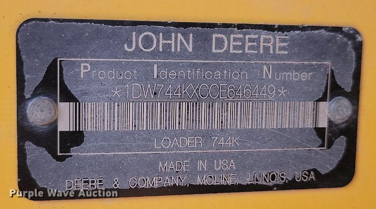 image for item OD9685 2012 John Deere 744K wheel loader