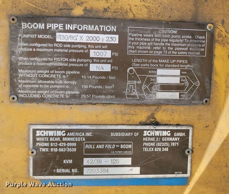 image for item OD9706 1998 Mack MR688S concrete pump truck