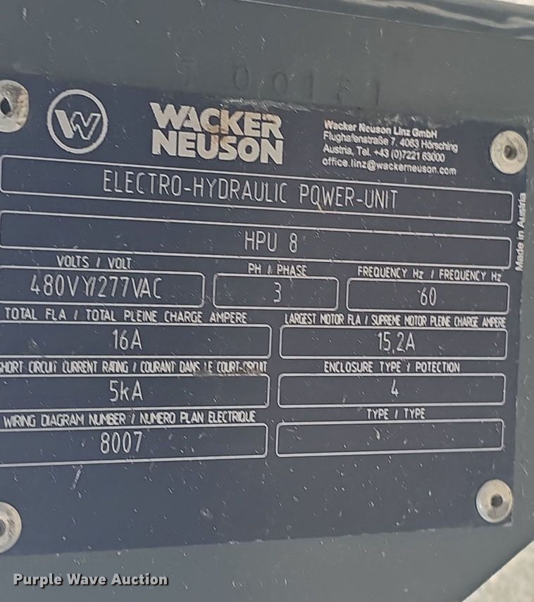 image for item OD9718 Wacker Neuson HPU8 hydraulic power unit
