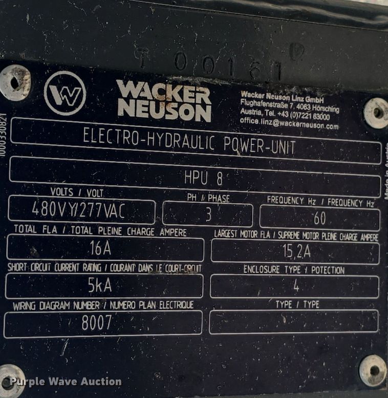 image for item OD9718 Wacker Neuson HPU8 hydraulic power unit