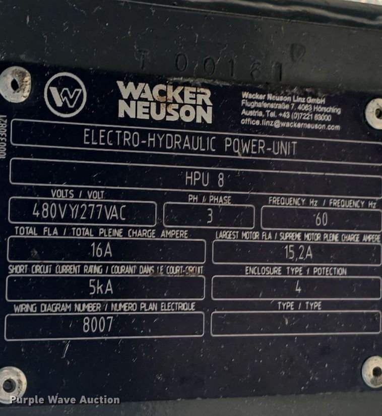 image for item OD9718 Wacker Neuson HPU8 hydraulic power unit