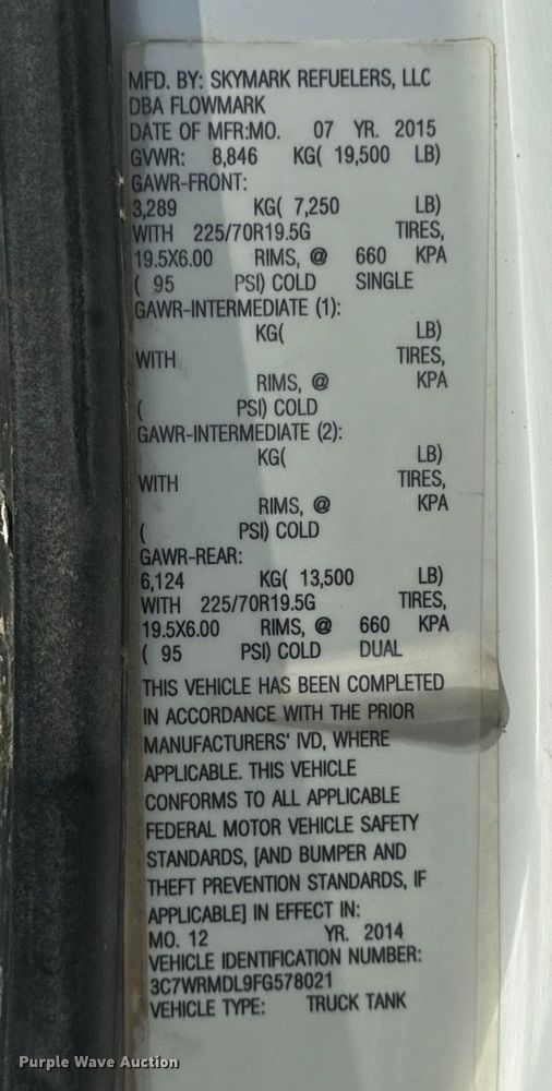 image for item OF9916 2015 Dodge Ram 5500HD vacuum truck