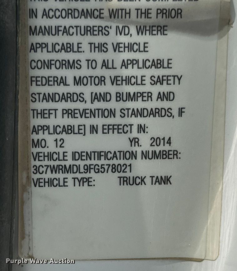 image for item OF9916 2015 Dodge Ram 5500HD vacuum truck