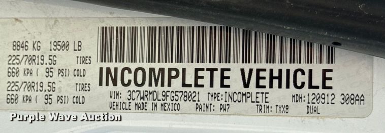 image for item OF9916 2015 Dodge Ram 5500HD vacuum truck