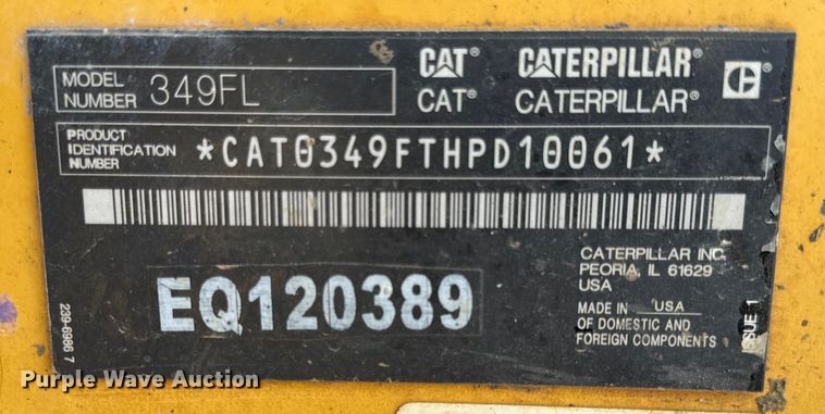 image for item OF9920 2017 Caterpillar  349FL excavator