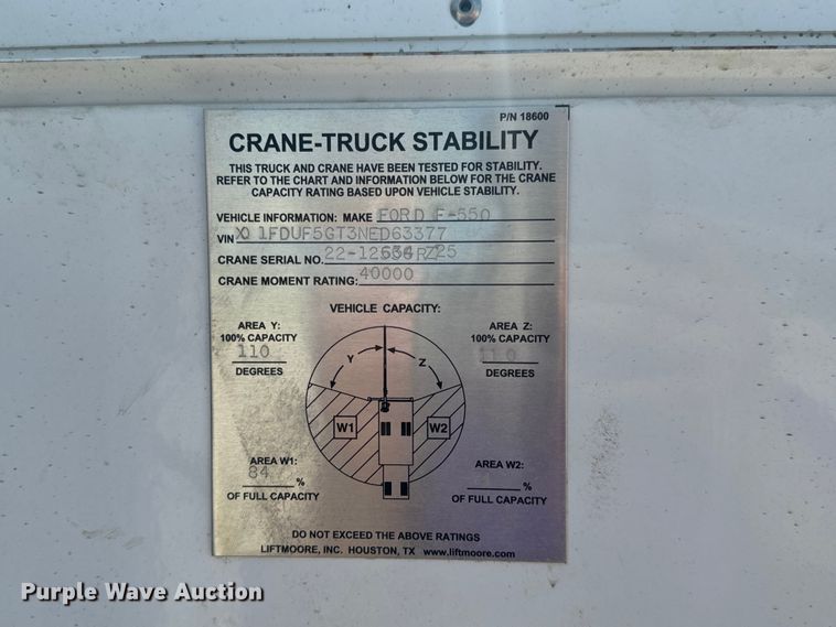 image for item OF9921 2022 Ford F550 XL utility / service truck