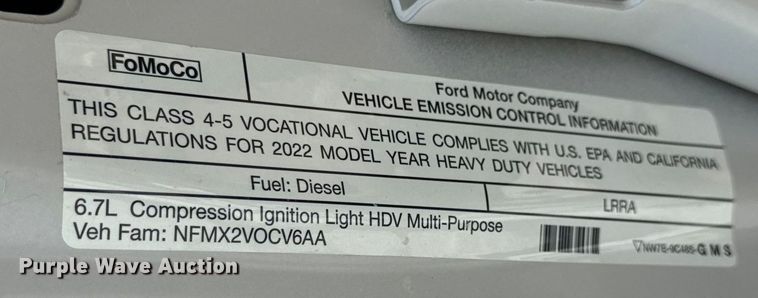 image for item OF9921 2022 Ford F550 XL utility / service truck