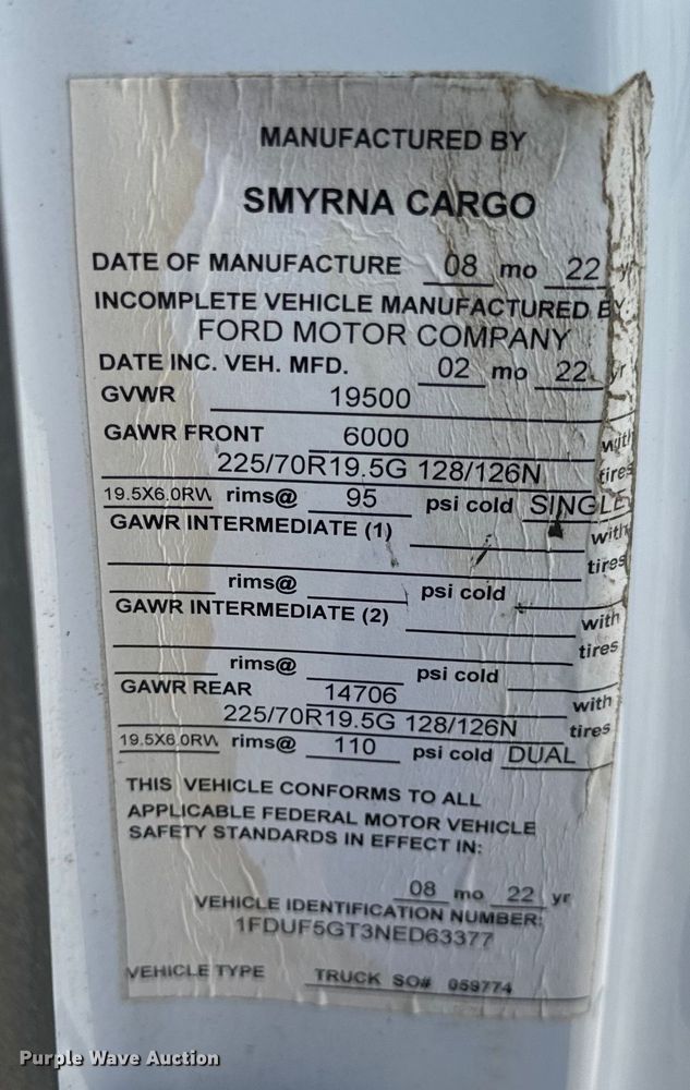 image for item OF9921 2022 Ford F550 XL utility / service truck