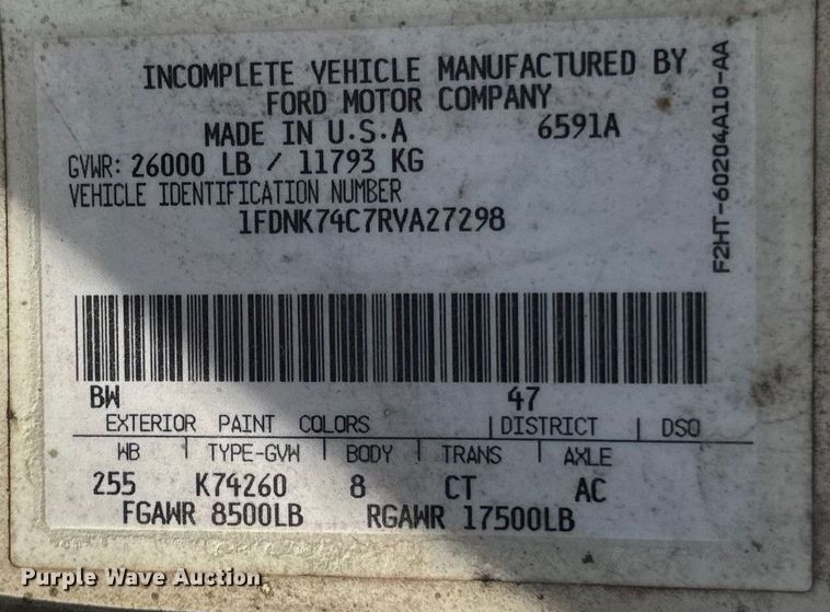 image for item OG9620 1994 Ford F700  vacuum truck