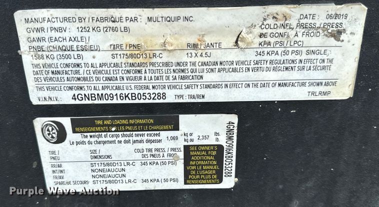 image for item OG9627 2019 Multiquip DLW-400ESA4 welder/generator