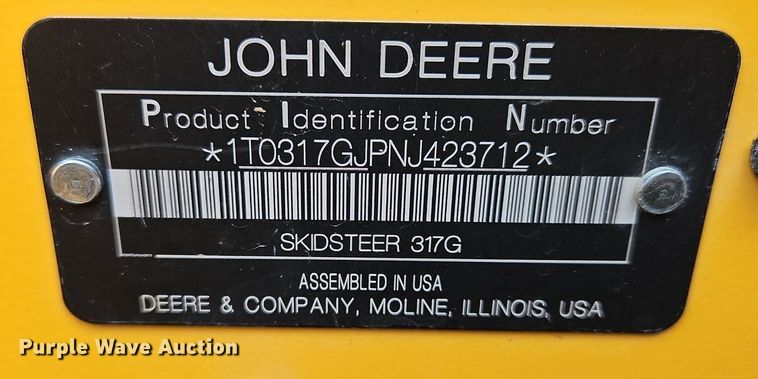 image for item OJ9792 2022 John Deere 317G tracked skid steer loader