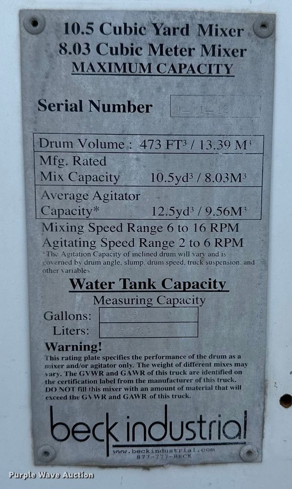 image for item OM9532 2012 Freightliner 114SD ready mix truck