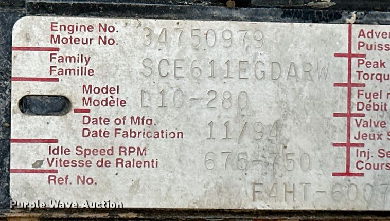 image for item OM9539 1995 Ford L9000 dump truck