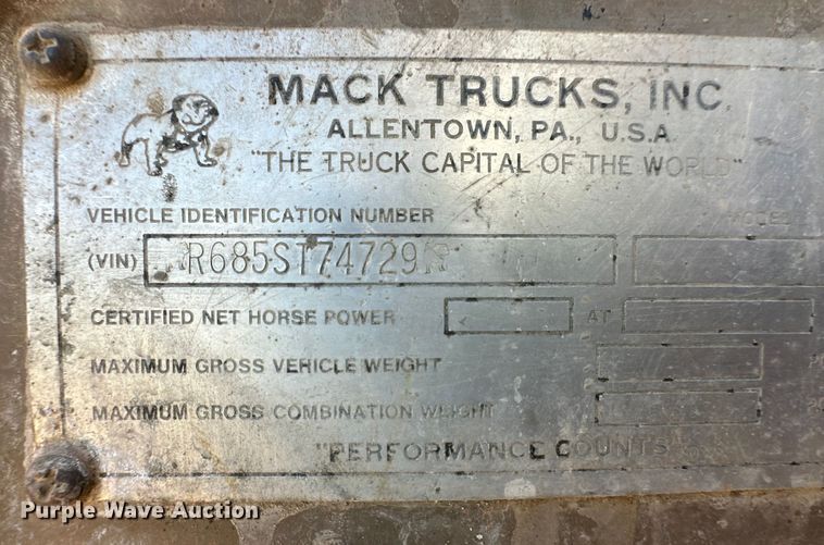 image for item OM9572 1979 Mack concrete pump truck