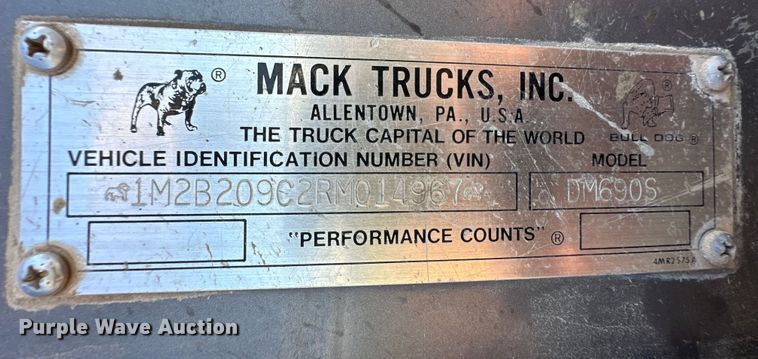image for item OM9581 1994 Mack DM690S ready mix truck