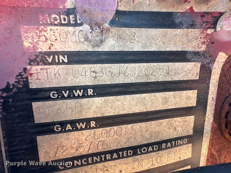 image for item OM9583 1988 Trail King lowboy equipment trailer