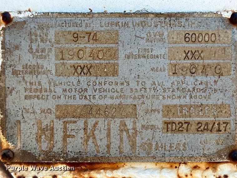 image for item OM9587 1975 Lufkin TD27 end dump trailer