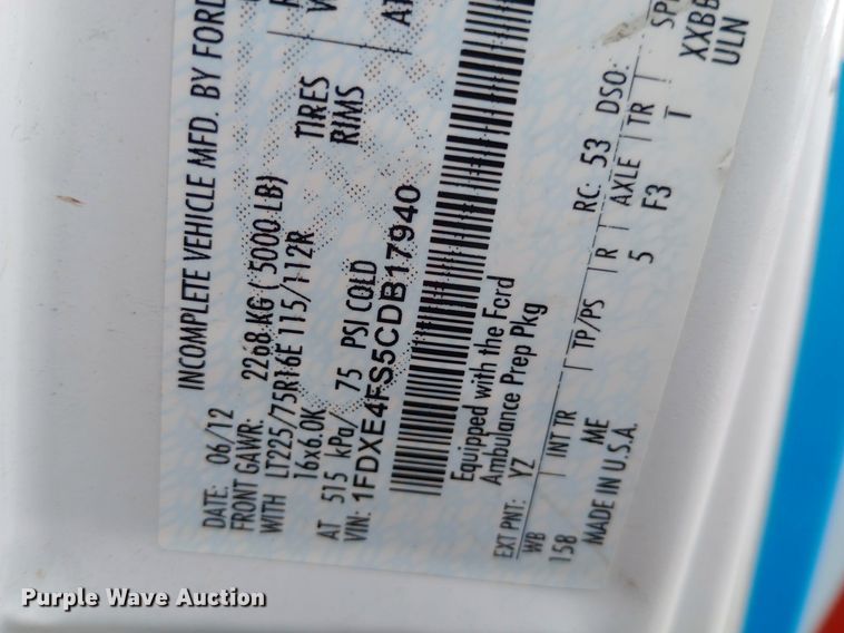 image for item DG5252 2012 Ford E450 ambulance
