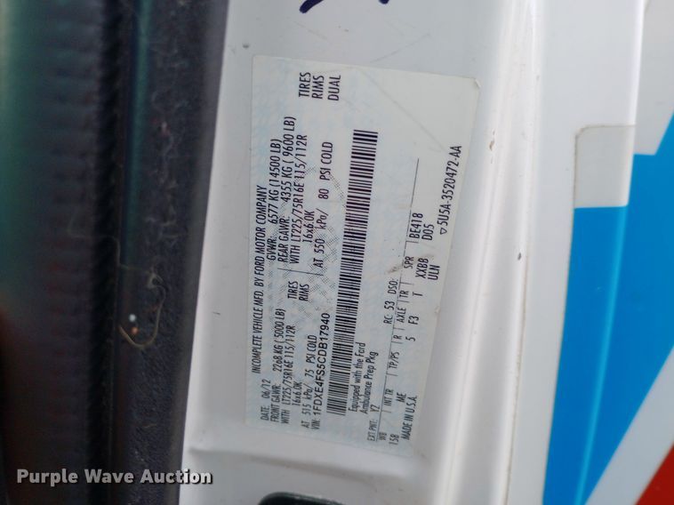 image for item DG5252 2012 Ford E450 ambulance