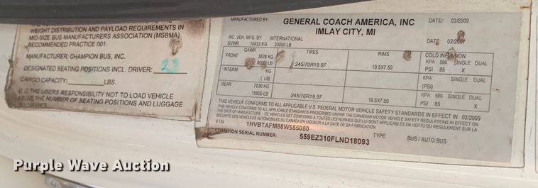 image for item DM1759 2009 International Champion 3200 VT365 shuttle bus