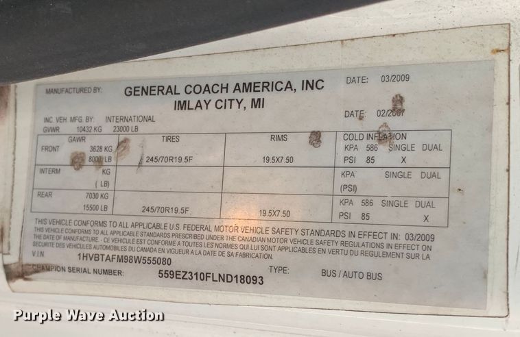 image for item DM1759 2009 International Champion 3200 VT365 shuttle bus