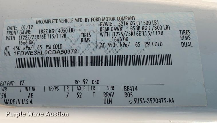 image for item DM1763 2012 Ford E350 Super Duty sewer inspection truck