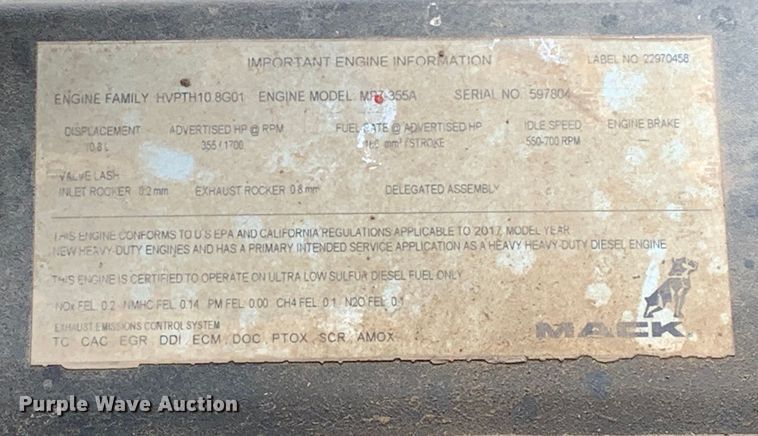 image for item DM1769 2018 Mack LR613 refuse truck