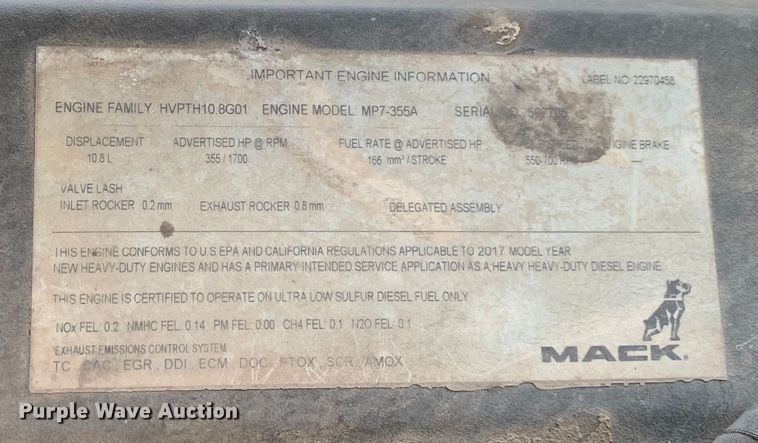 image for item DM1770 2018 Mack LR613 refuse truck