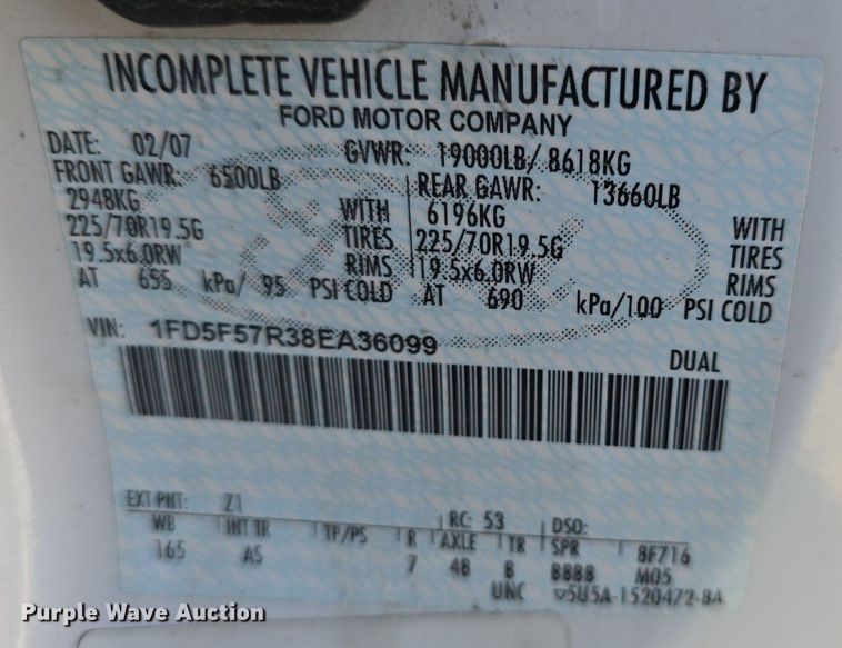 image for item DQ4478 2008 Ford F550 Super Duty XL utility / service truck