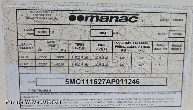 image for item DQ4481 2010 CPS SBD40 bottom dump trailer