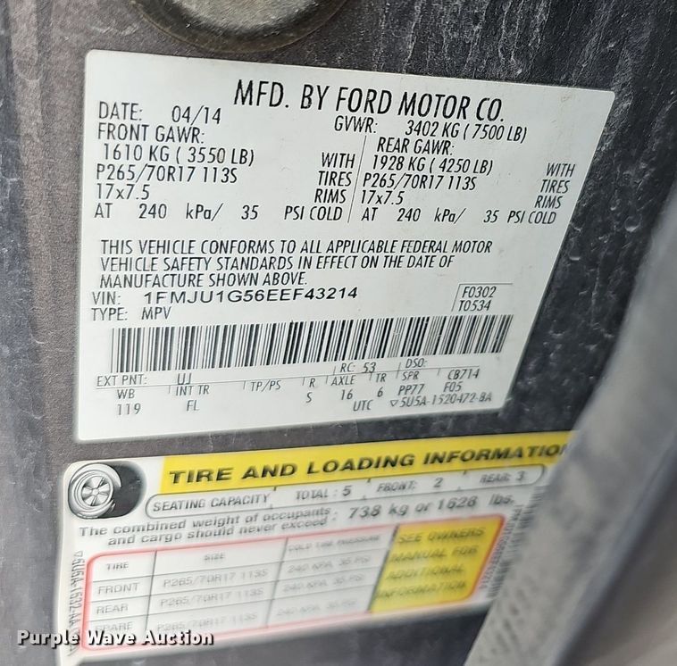 image for item DQ4493 2014 Ford Expedition  SUV