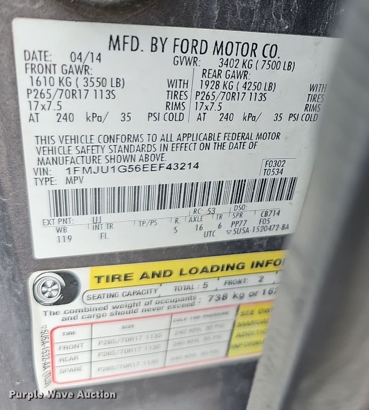 image for item DQ4493 2014 Ford Expedition  SUV