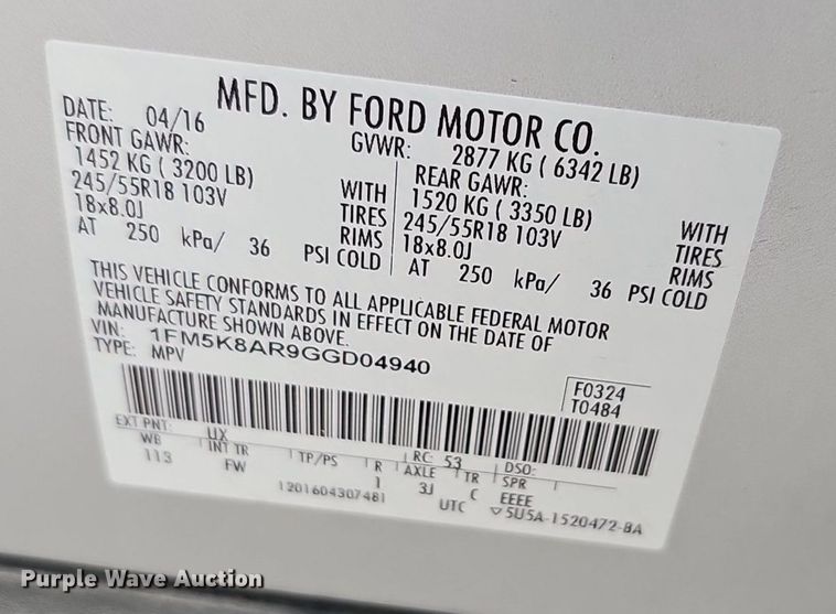 image for item DQ4495 2016 Ford Explorer Police Interceptor  SUV