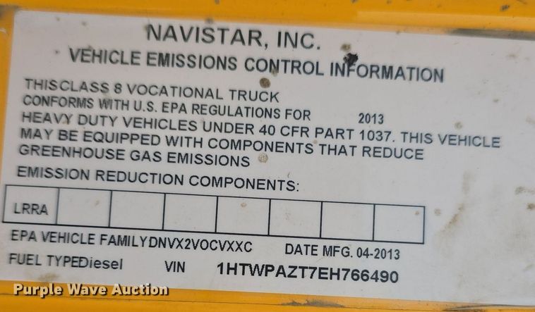 image for item DQ4541 2014 International WorkStar 7500 dump truck